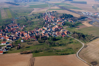 Hohwiller in the state Bas-Rhin, France seen from a drone