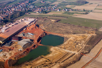 Aerial photograpy of Niederbetschdorf in the state Bas-Rhin, France
