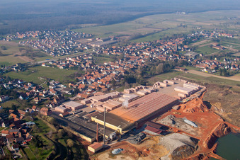 Oblique view of Niederbetschdorf in the state Bas-Rhin, France