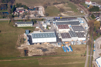 Building and production halls on the premises of H.B. Fuller Adhesives France in Surbourg in Grand Est, France