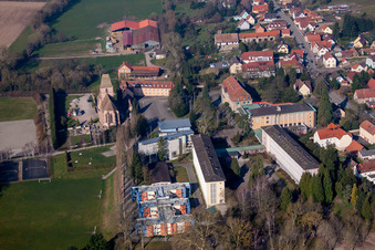 Walbourg in the state Bas-Rhin, France from above
