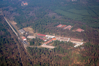 Schweighouse-sur-Moder in the state Bas-Rhin, France from above