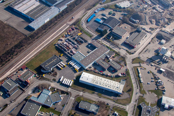 Schweighouse-sur-Moder in the state Bas-Rhin, France viewn from the air