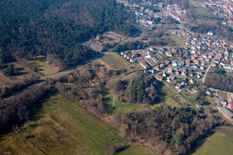 Schweighouse-sur-Moder in the state Bas-Rhin, France from the drone perspective