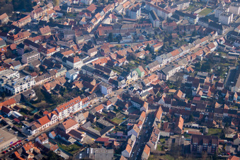 Bischwiller in the state Bas-Rhin, France seen from a drone
