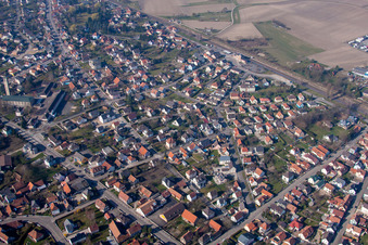 Gambsheim in the state Bas-Rhin, France viewn from the air