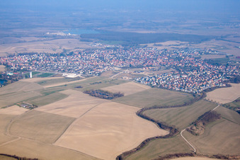 Aerial view of Gambsheim in the state Bas-Rhin, France