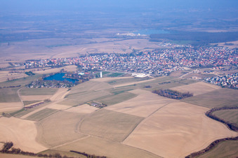 Aerial photograpy of Gambsheim in the state Bas-Rhin, France