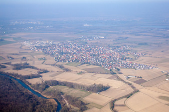Bird's eye view of Kilstett in the state Bas-Rhin, France