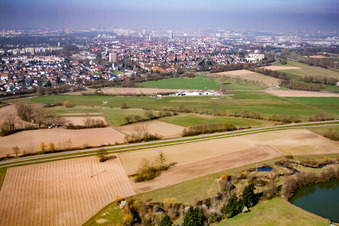 Aerial view of Airport in the district Sundheim in Kehl in the state Baden-Wuerttemberg, Germany