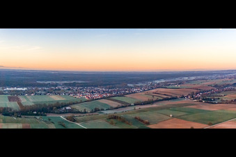 Panorama of the Viehstrich area from the north in the district Schaidt in Wörth am Rhein in the state Rhineland-Palatinate, Germany