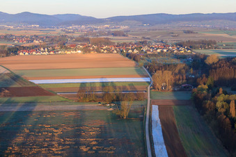 Village view in morning light from the east in Barbelroth in the state Rhineland-Palatinate, Germany