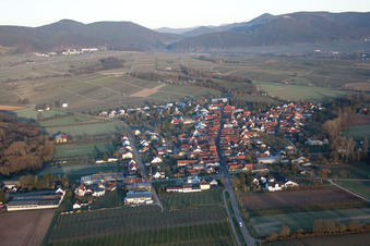 District Klingen in Heuchelheim-Klingen in the state Rhineland-Palatinate, Germany from the plane