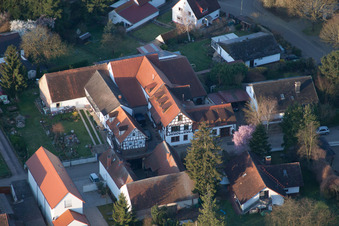 Oblique view of Wine Bar Vogler in the district Heuchelheim in Heuchelheim-Klingen in the state Rhineland-Palatinate, Germany