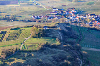 Kleine Kalmit and Kappelle in winter from the north in the district Arzheim in Landau in der Pfalz in the state Rhineland-Palatinate, Germany