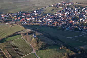 Aerial view of Churches building the chapel Kleine Kalmit in Ilbesheim bei Landau in der Pfalz in the state Rhineland-Palatinate