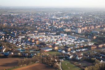 Aerial view of Vauban Quarter in Landau in der Pfalz in the state Rhineland-Palatinate, Germany