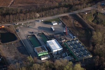 Oblique view of Geothermal plant in Landau in der Pfalz in the state Rhineland-Palatinate, Germany
