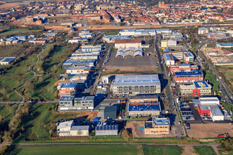 Eberspächer Controls Landau GmbH & Co. KG in front of the exhibition grounds in the district Queichheim in Landau in der Pfalz in the state Rhineland-Palatinate, Germany