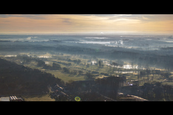 Golf Club Dreihof in the haze from the northwest in the district Dreihof in Essingen in the state Rhineland-Palatinate, Germany