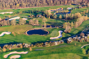 Golf Course Landgut Dreihof - GOLF absolute in the morning in the district Dreihof in Essingen in the state Rhineland-Palatinate, Germany viewn from the air