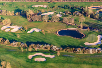 Drone recording of Golf Course Landgut Dreihof - GOLF absolute in the morning in the district Dreihof in Essingen in the state Rhineland-Palatinate, Germany