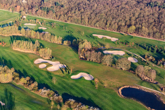 Drone image of Golf Course Landgut Dreihof - GOLF absolute in the morning in the district Dreihof in Essingen in the state Rhineland-Palatinate, Germany