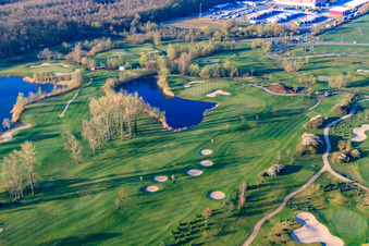 Aerial photograpy of Golf Course Landgut Dreihof - GOLF absolute in the morning in the district Dreihof in Essingen in the state Rhineland-Palatinate, Germany