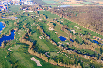 Golf Course Landgut Dreihof - GOLF absolute in the morning in the district Dreihof in Essingen in the state Rhineland-Palatinate, Germany from above