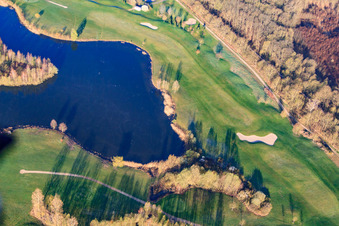 Golf Course Landgut Dreihof - GOLF absolute in the morning in the district Dreihof in Essingen in the state Rhineland-Palatinate, Germany seen from above