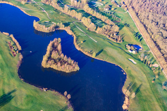 Golf Course Landgut Dreihof - GOLF absolute in the morning in the district Dreihof in Essingen in the state Rhineland-Palatinate, Germany from the plane