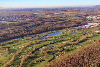Golf Course Landgut Dreihof - GOLF absolute in the morning in the district Dreihof in Essingen in the state Rhineland-Palatinate, Germany from the drone perspective
