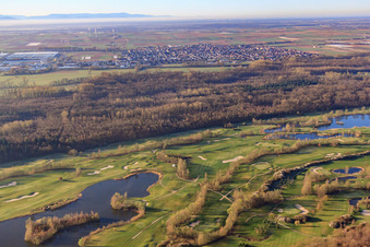 Golf Course Landgut Dreihof - GOLF absolute in the morning in the district Dreihof in Essingen in the state Rhineland-Palatinate, Germany from a drone