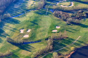 Golf Course Landgut Dreihof - GOLF absolute in the morning in the district Dreihof in Essingen in the state Rhineland-Palatinate, Germany seen from a drone