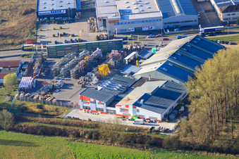 Aerial view of Horst industrial estate with ACOTEL Computer-Vertriebs-GmbH in the district Minderslachen in Kandel in the state Rhineland-Palatinate, Germany