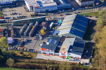 Aerial photograpy of Horst industrial estate with ACOTEL Computer-Vertriebs-GmbH in the district Minderslachen in Kandel in the state Rhineland-Palatinate, Germany