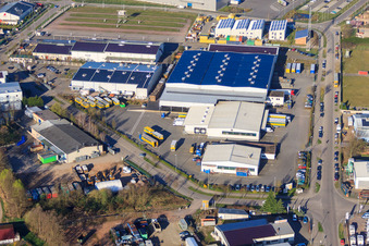 Aerial view of Barth Spedition GmbH in the district Minderslachen in Kandel in the state Rhineland-Palatinate, Germany