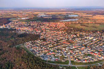 Aerial view of City view from the northwest in Jockgrim in the state Rhineland-Palatinate, Germany