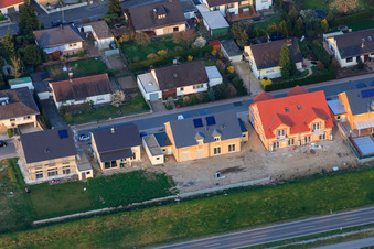 Forstlandallee in Jockgrim in the state Rhineland-Palatinate, Germany seen from above