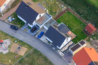 Forstlandallee in Jockgrim in the state Rhineland-Palatinate, Germany from the drone perspective