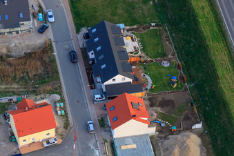 Forstlandallee in Jockgrim in the state Rhineland-Palatinate, Germany from a drone