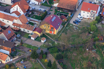 Bahnhofstr in Jockgrim in the state Rhineland-Palatinate, Germany from a drone