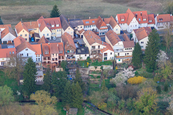 Aerial photograpy of Ludwigstraße from the west in Jockgrim in the state Rhineland-Palatinate, Germany