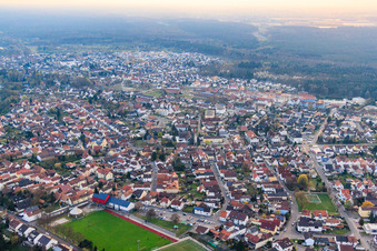 Aerial view of Ziegelstr in Jockgrim in the state Rhineland-Palatinate, Germany