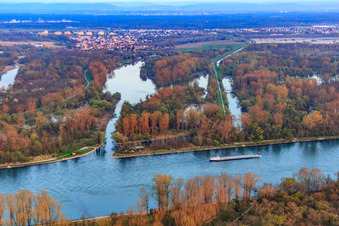Mouth of the Alb Canal / Pfin Relief Canal in the Rhine at Leopoldshafen in the district Leopoldshafen in Eggenstein-Leopoldshafen in the state Baden-Wuerttemberg, Germany
