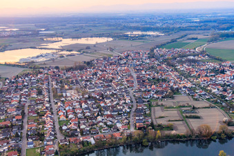 Aerial view of Village view from the southeast in Leimersheim in the state Rhineland-Palatinate, Germany