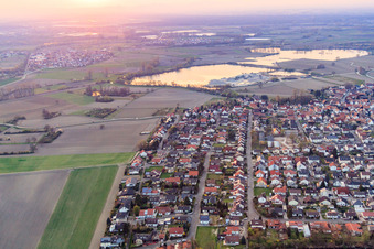 Oblique view of Village view from the southeast in Leimersheim in the state Rhineland-Palatinate, Germany