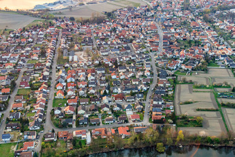 Village view from the southeast in Leimersheim in the state Rhineland-Palatinate, Germany from above