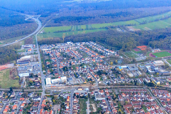 Lauterburger Straße and railway crossing in Kandel in the state Rhineland-Palatinate, Germany