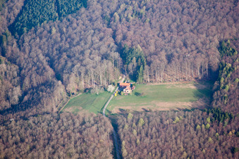 Langensoultzbach in the state Bas-Rhin, France viewn from the air
